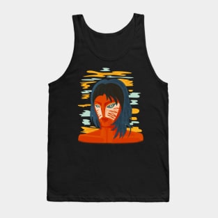 Orange Alien Girl Portrait Tank Top